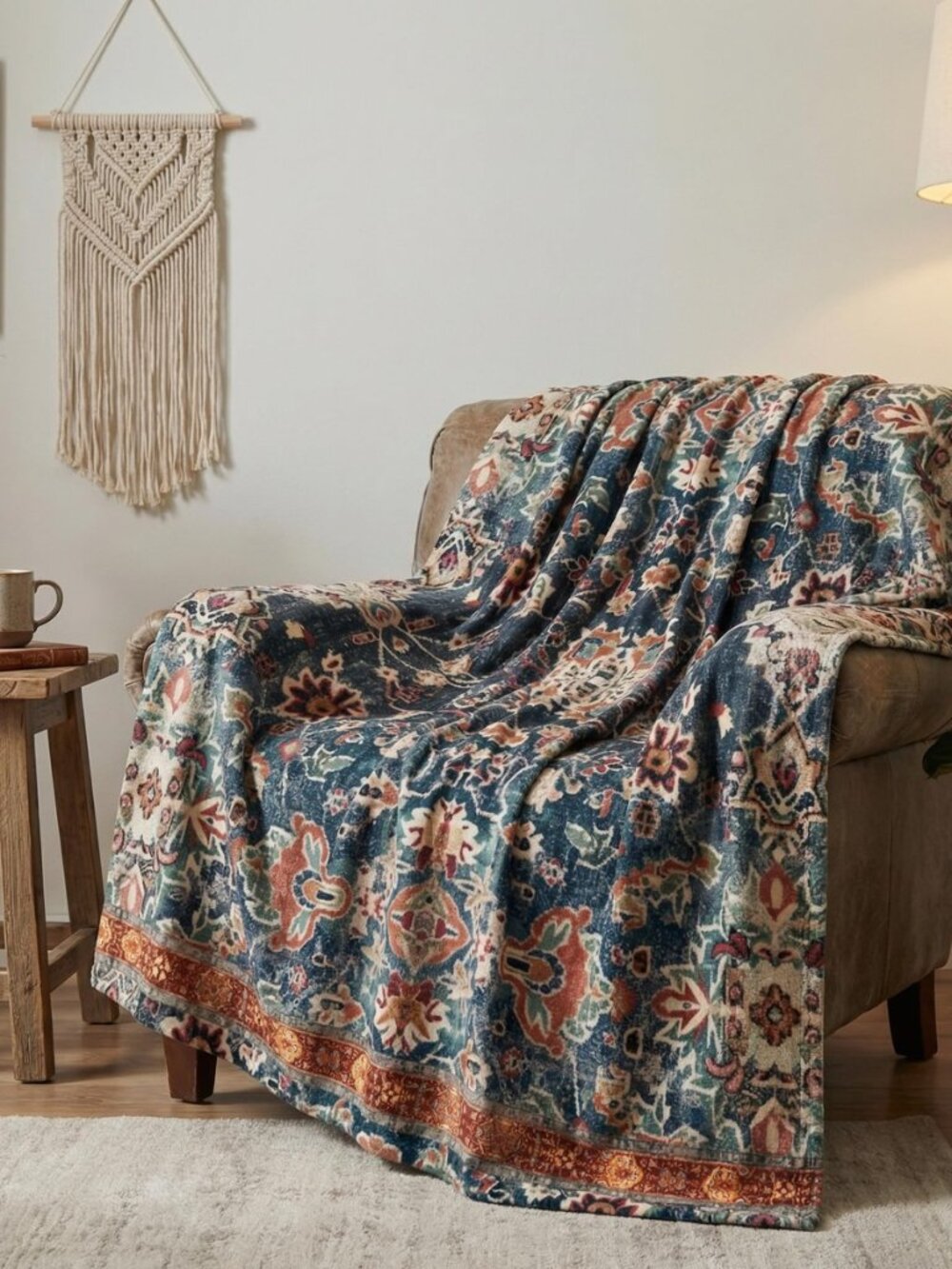 Boho Bohemia Vintage Farmhouse Flannel Throw Blanket 50x60